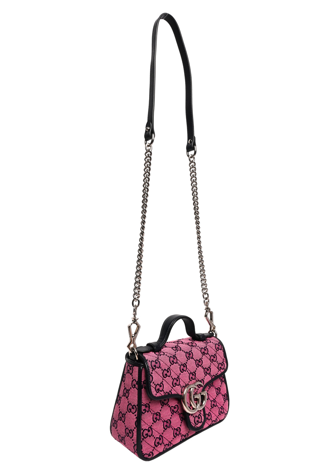 Gucci GG  Marmont Mini Top Handle Bag in Diagonal Matelasse GG Canvas