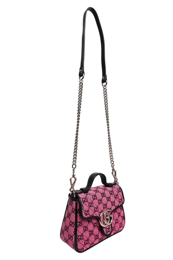 Gucci GG  Marmont Mini Top Handle Bag in Diagonal Matelasse GG Canvas