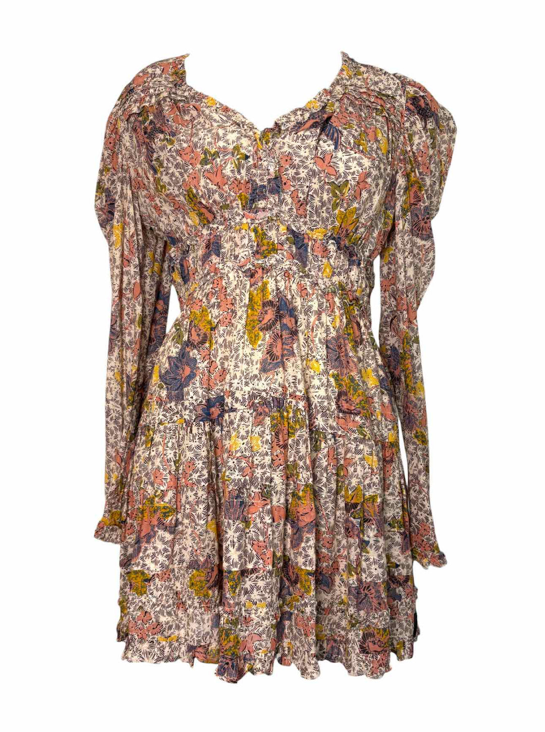 white christmas dresses Ulla Johnson Size 6 Floral Ruffle Cotton Blend Dress - Luxury Used Designer  Dresses