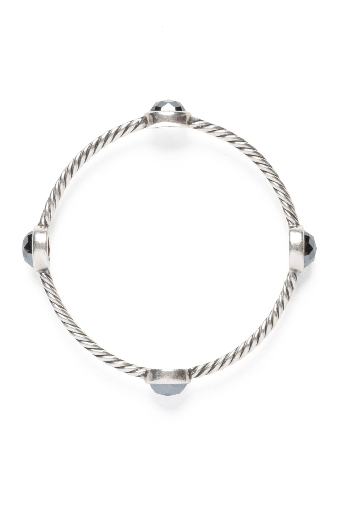 David Yurman Sterling Silver Hematite Four Station Bangle Bracelet