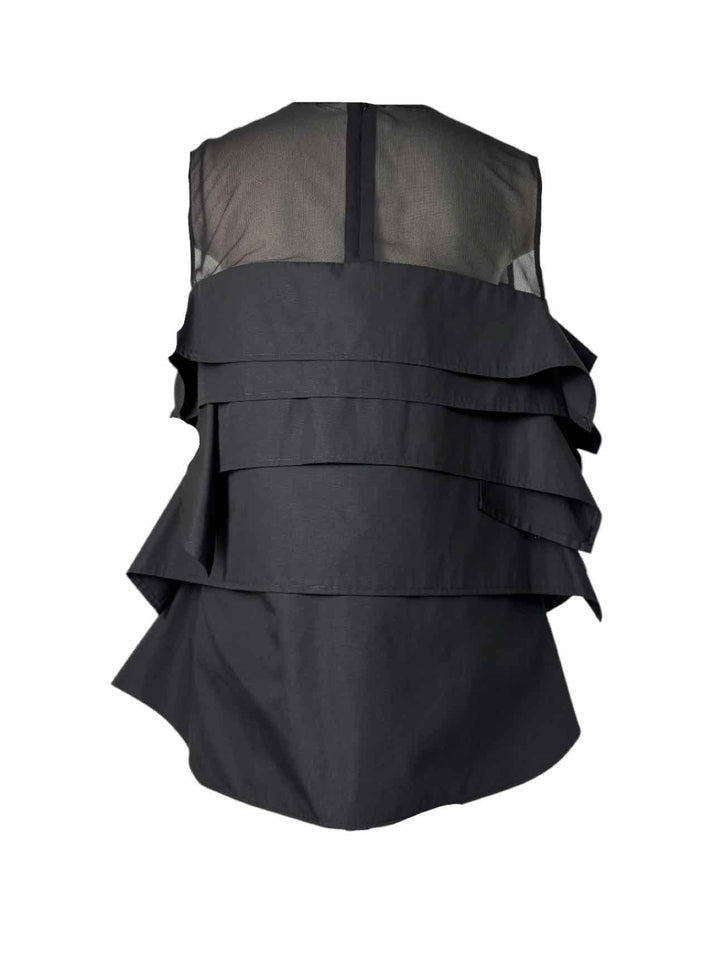 Sacai Size 4 Pleated Panel Cotton Blend Tank Top