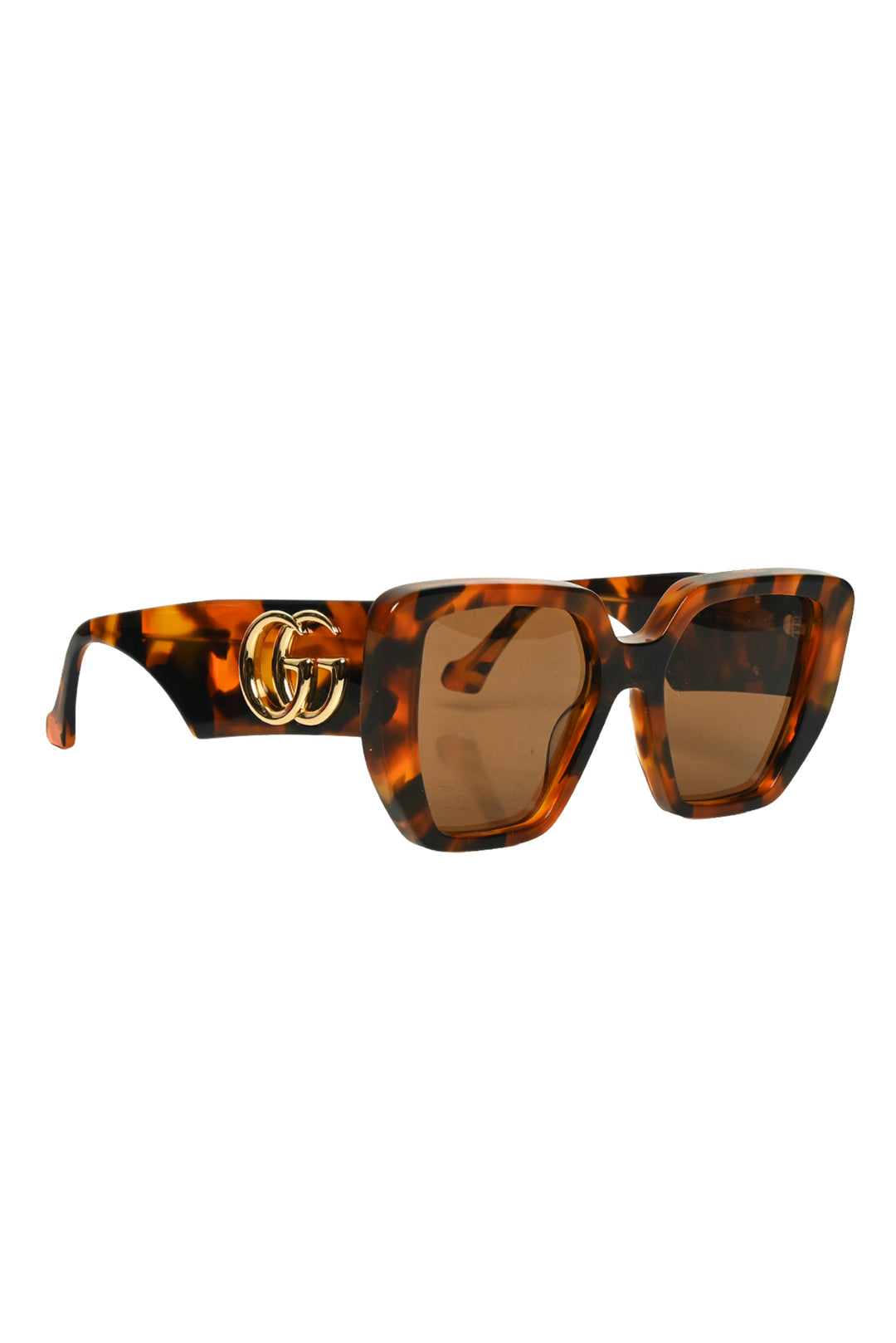 Gucci Oversized Square Tortoiseshell GG Logo Sunglasses Eyewear