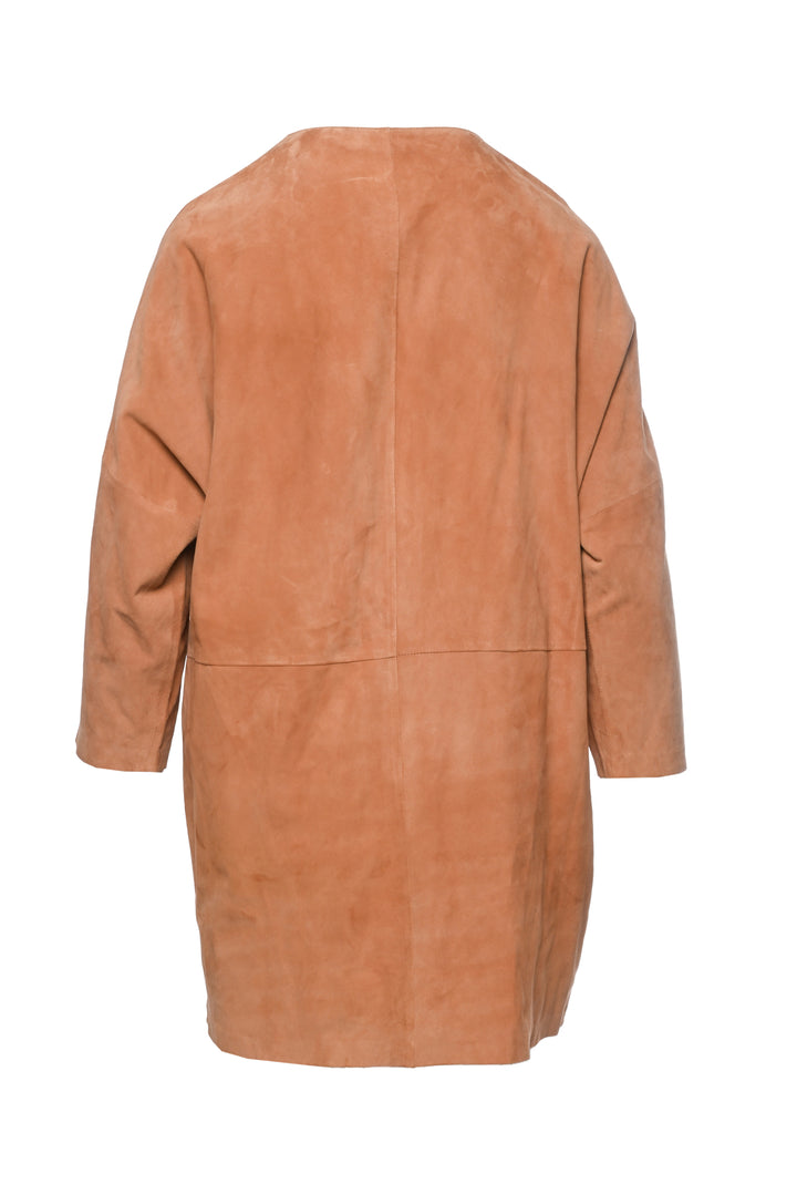 Eleventy Size S Collarless Suede Midi Jacket