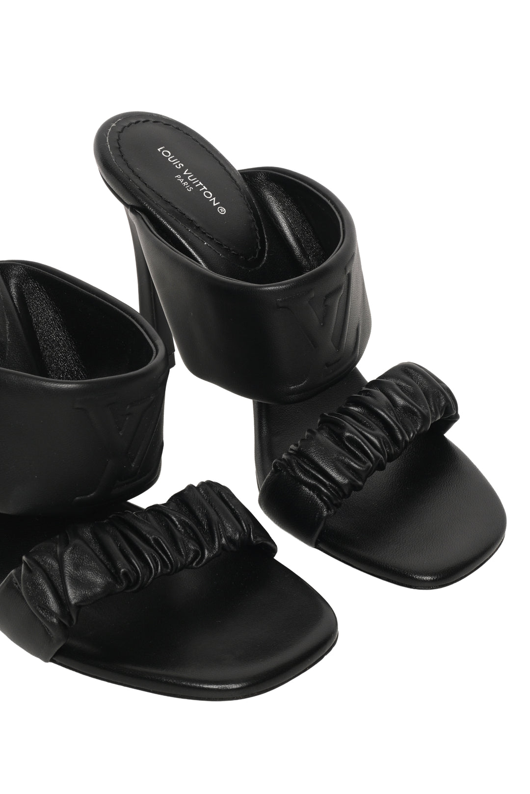 Louis Vuitton Size 37 Lambskin Drapy Heel Mules