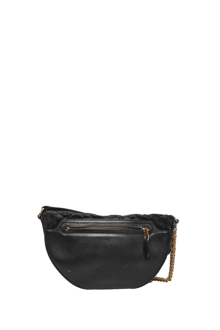 Balenciaga Crushed Velvet Logo Embossed Souvenir Belt Bag