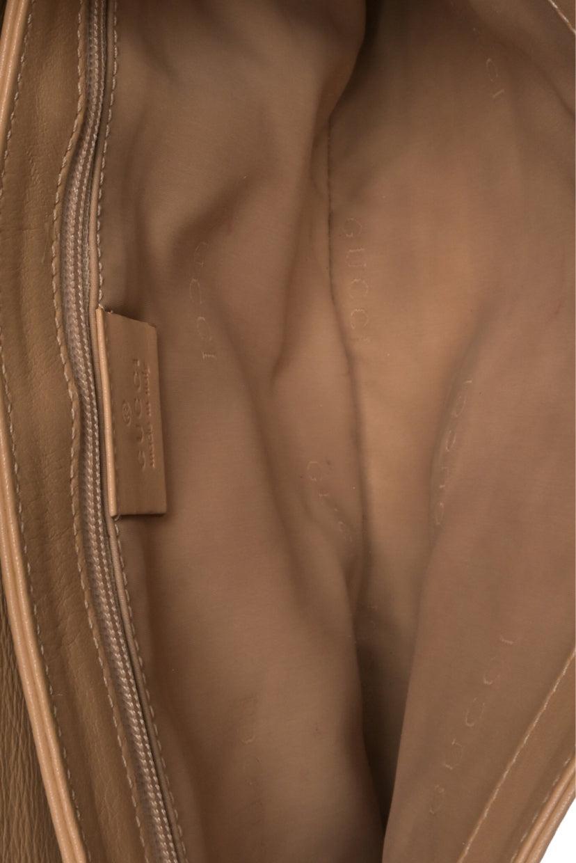 Gucci Paperclip Chain Flap Baguette Leather Shoulder Bag