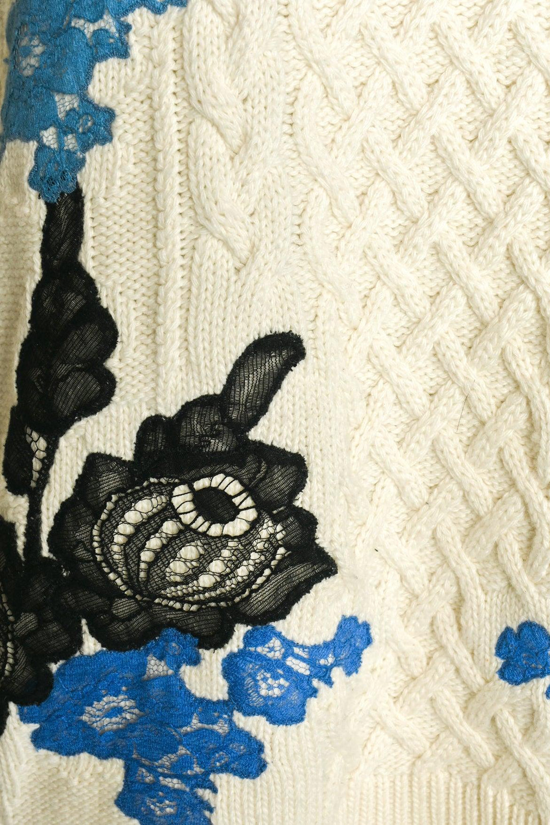 Valentino Size S Lace-Trimmed Cableknit Sweater