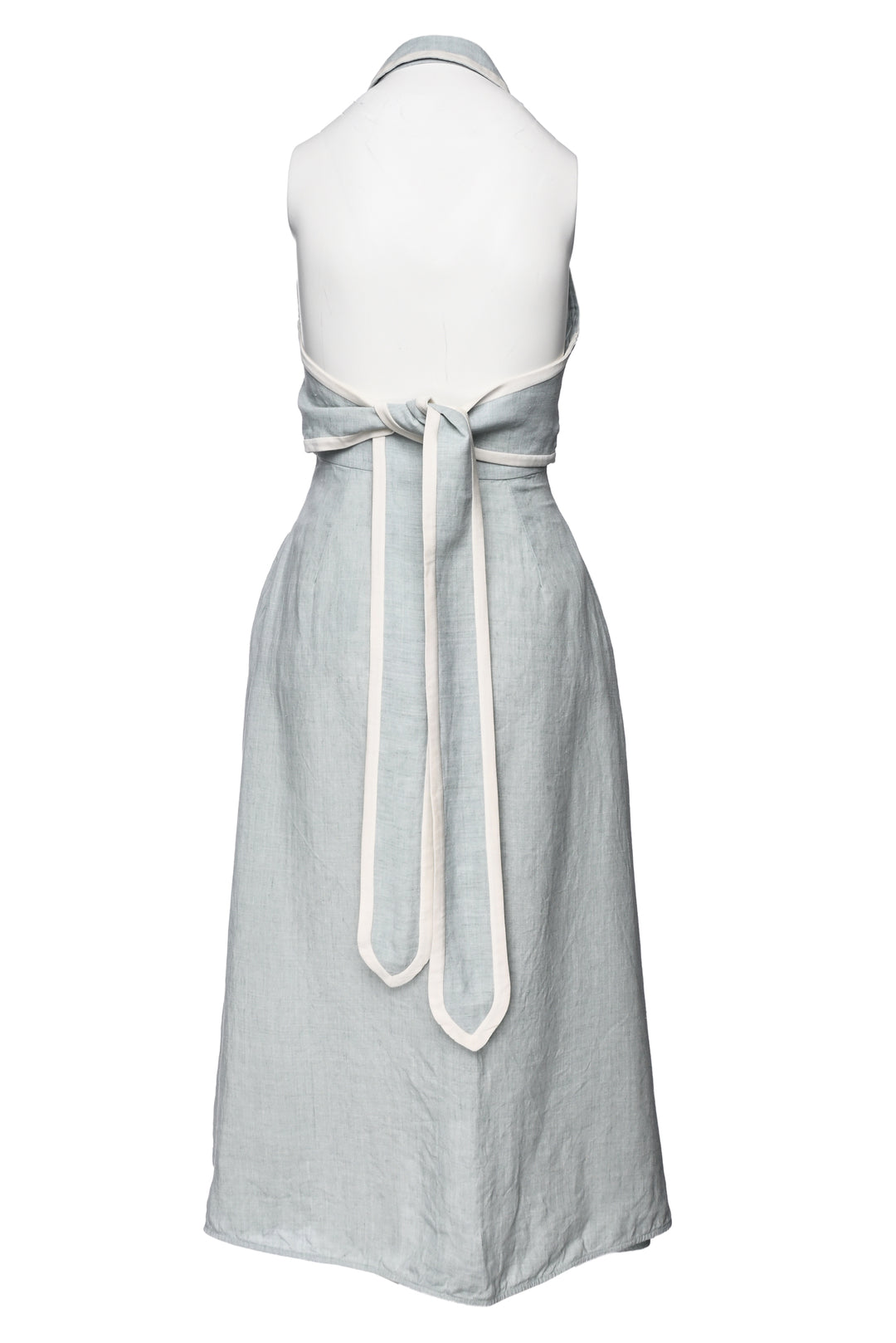 Max Mara Size 6 Caio Linen Halterneck Midi Dress
