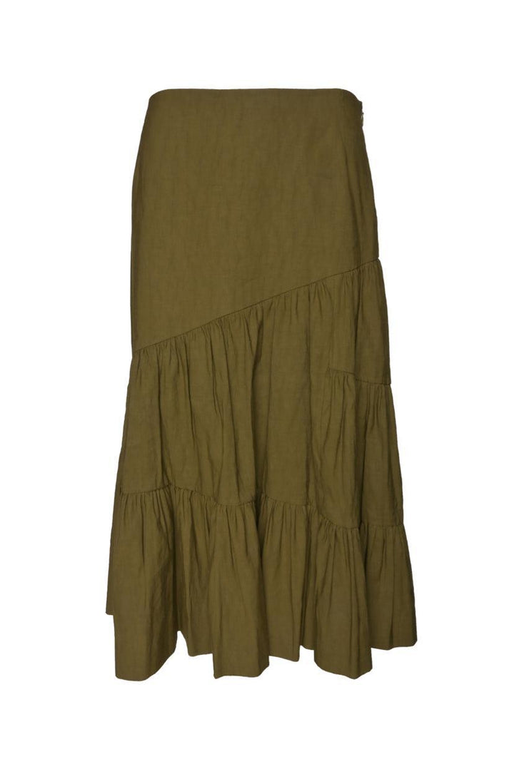 Dries Van Noten Size 40 Linen-Blend Tiered Skirt
