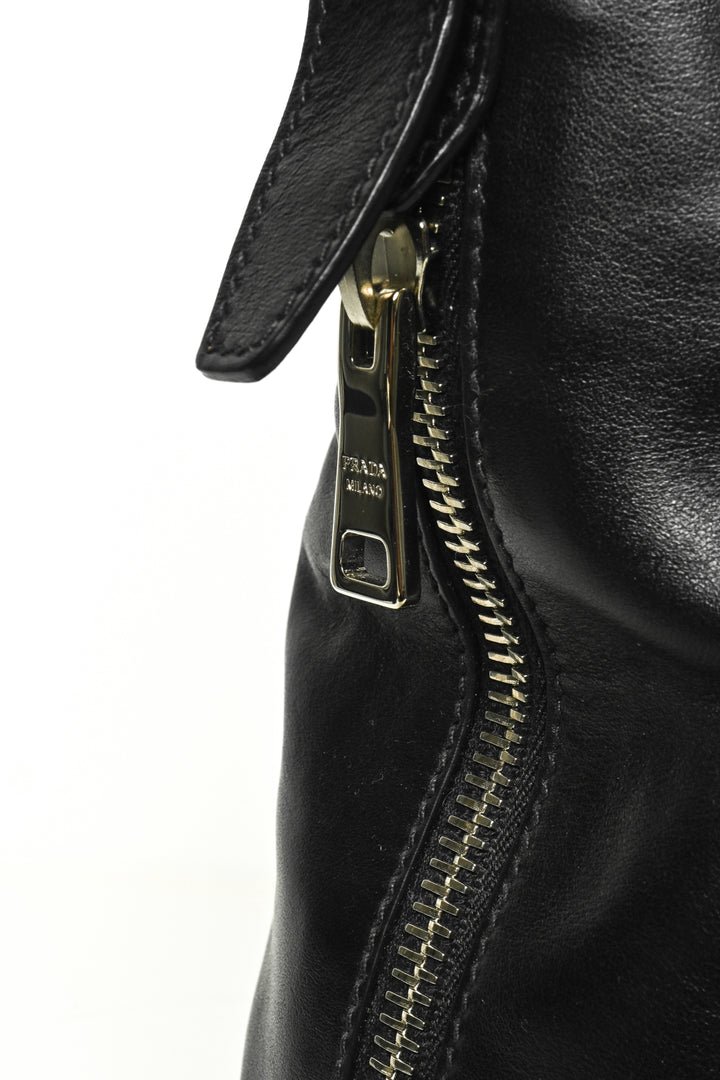 Prada Soft Leather Side Zip Tote