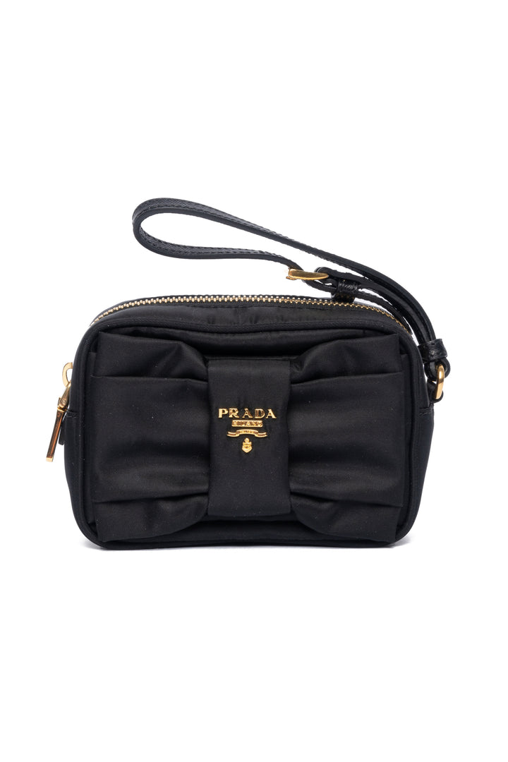 Prada Tessuto Bow Pouch Wristlet