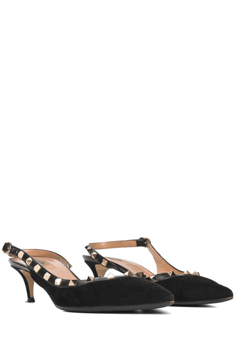 Valentino Size 40.5 Rockstud Pointed Toe Slingback Pumps