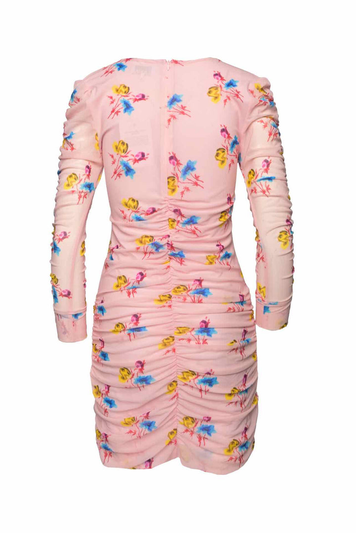 Ganni Size 38 Floral Mesh Ruched Dress