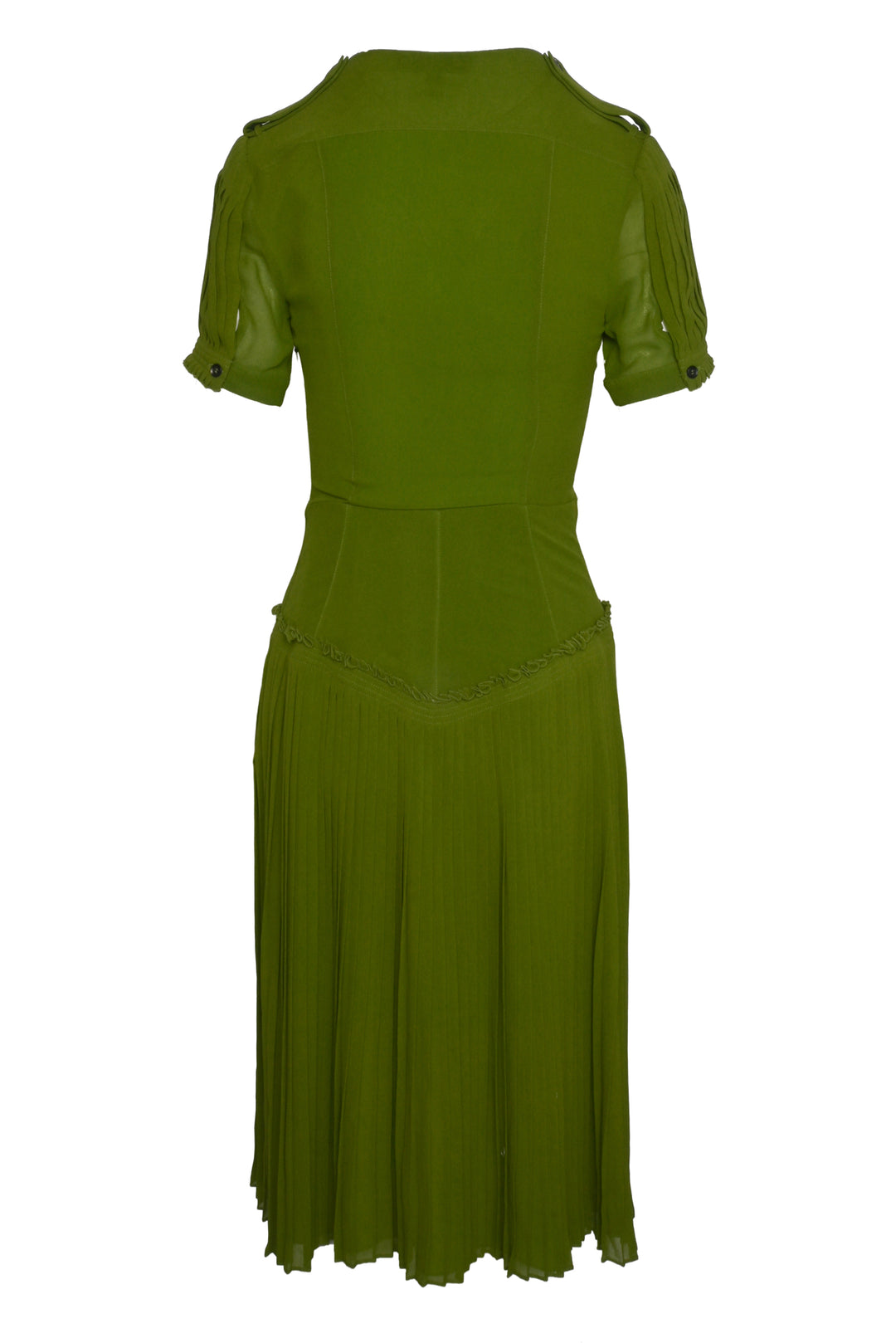 Burberry Prorsum Size 40 Short Sleeve Silk Pleated Midi Dress