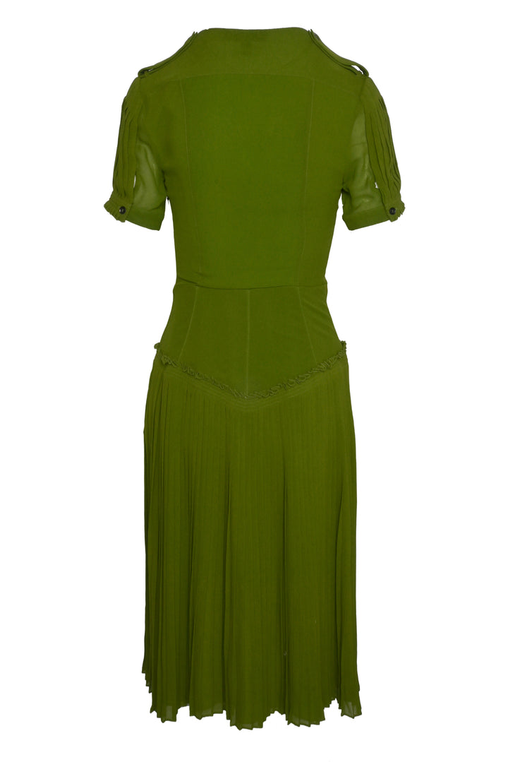 Burberry Prorsum Size 40 Short Sleeve Silk Pleated Midi Dress