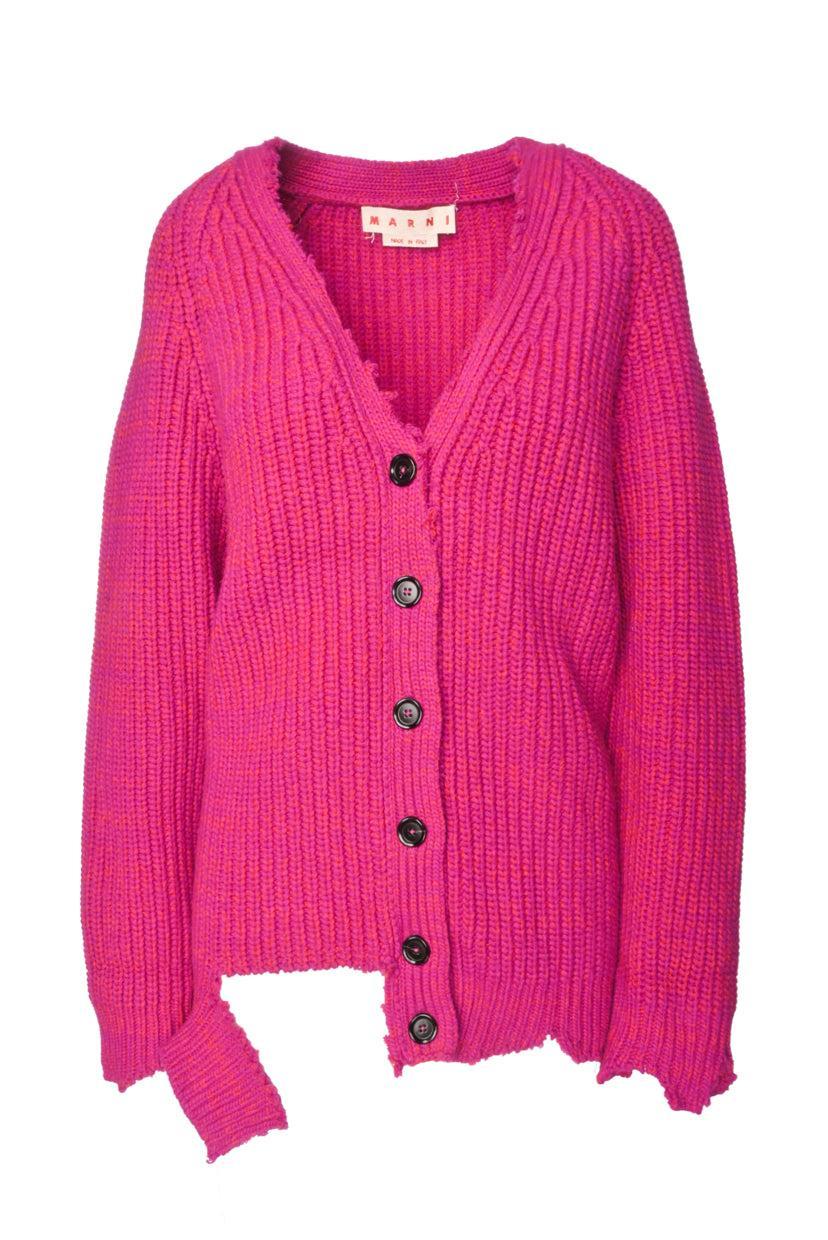 Marni Size 40 Distressed Wool Knit Cardigan