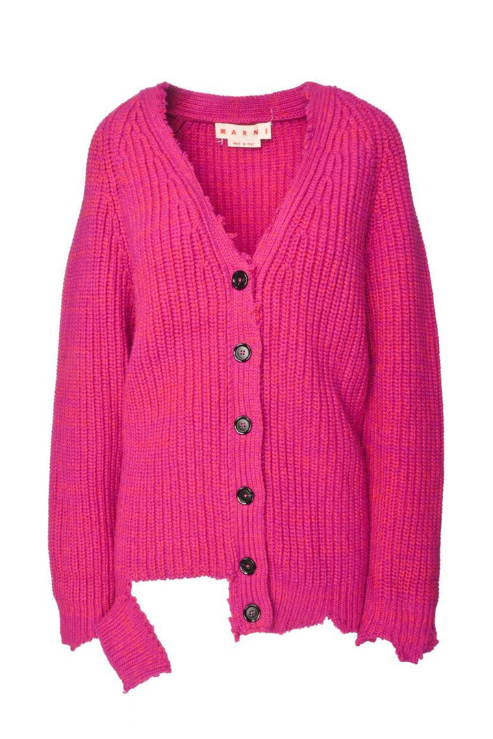 Marni Size 40 Distressed Wool Knit Cardigan