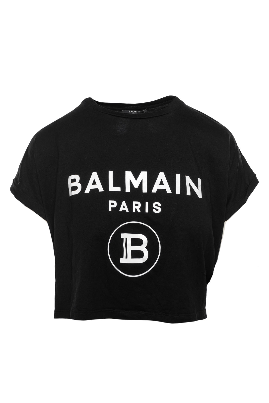 Balmain Size XS Logo Cropped T-Shirt