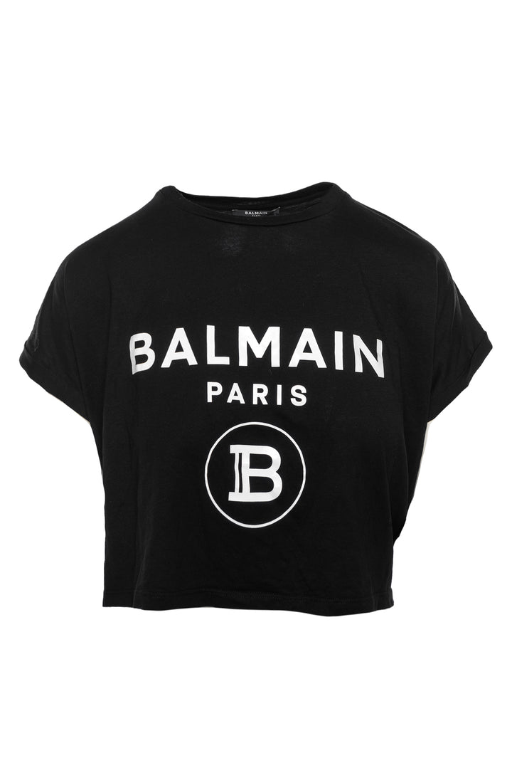 Balmain Size XS Logo Cropped T-Shirt