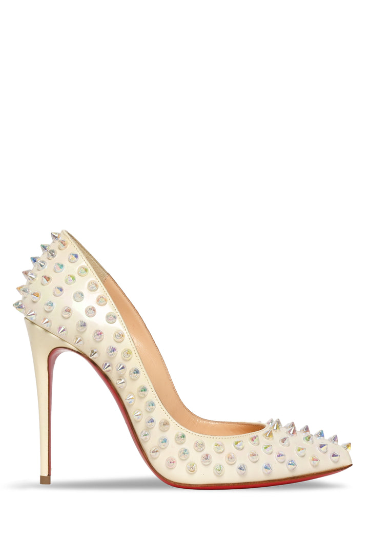 Christian Louboutin Size 35 Patent Leather Iridescent Spike 100 Pumps