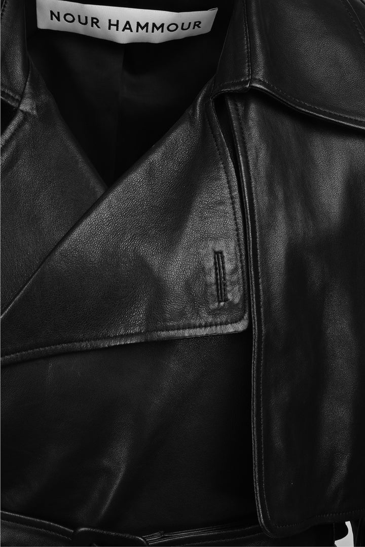 Nour Hammour Size 34 Hatti Cropped Leather Jacket