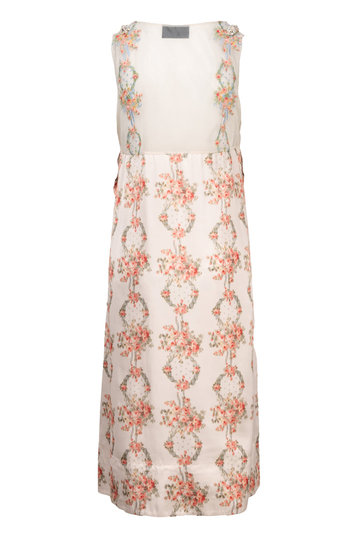 Simone Rocha Size 2 Embellished Floral Satin Midi Dress