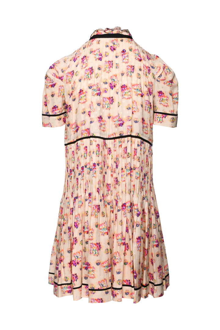 Louis Vuitton Size 6 Floral Pleated Silk Mini Dress