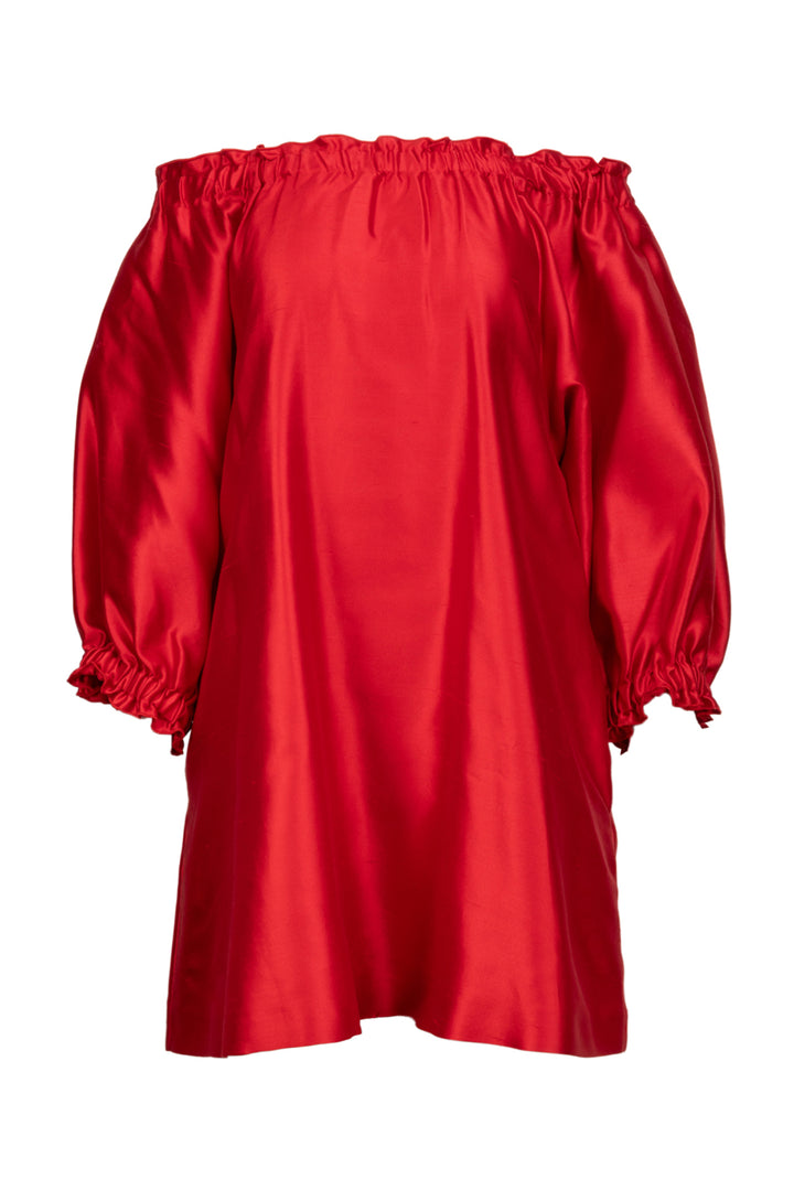 Max Mara Size 6 Lepre Off-Shoulder Silk Blend Mini Dress