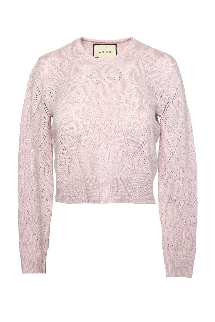 Gucci Size XS GG Perforated Crop Sweater
