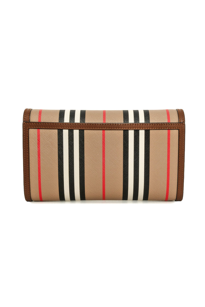 Burberry E-Canvas Icon Stripe Hannah Wallet With Detachable Strap