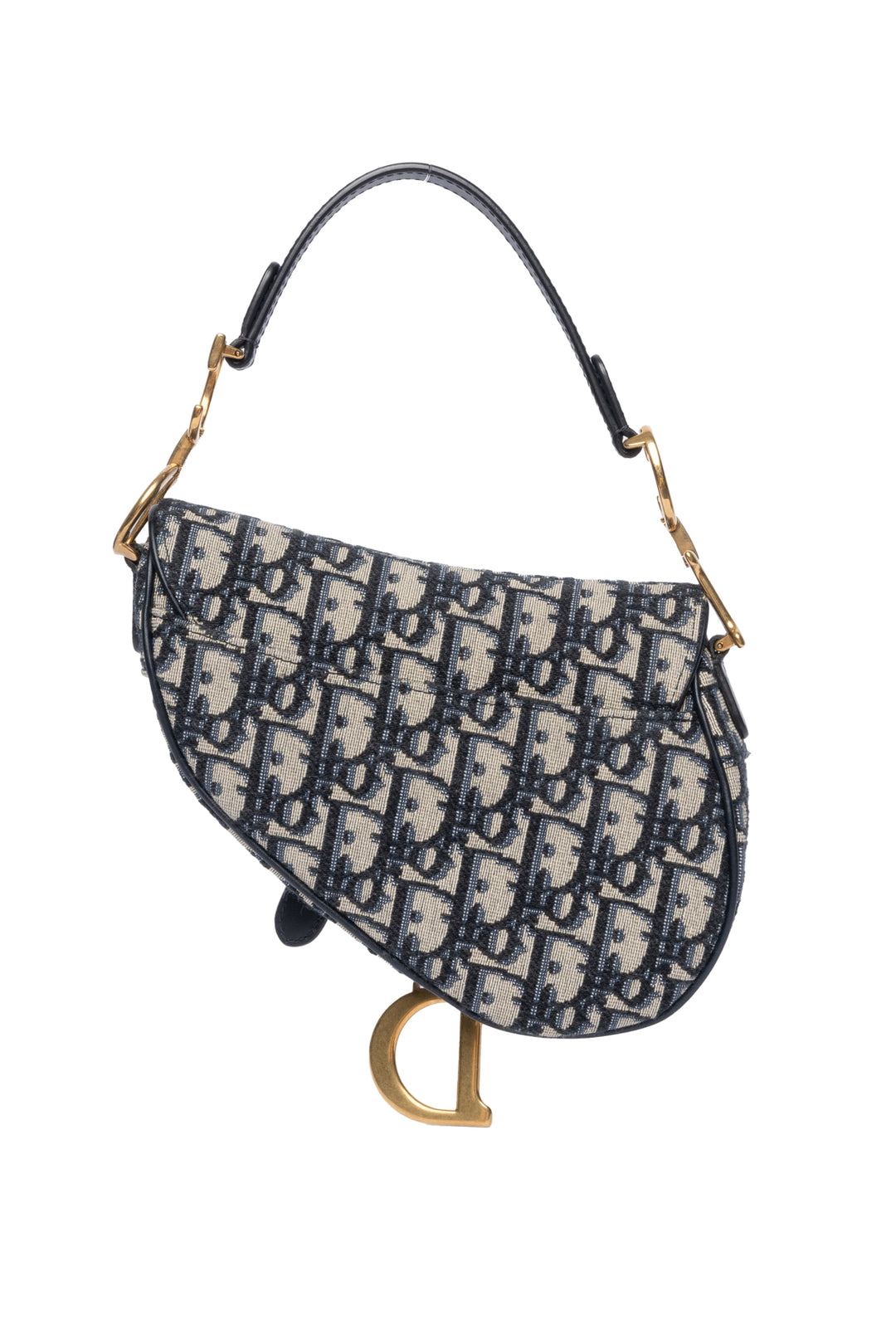 Christian Dior Oblique Mini Saddle Bag With Jacquard Strap