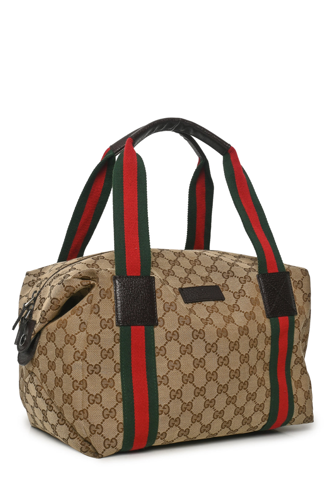 Gucci Medium GG Canvas Web Boston Bag