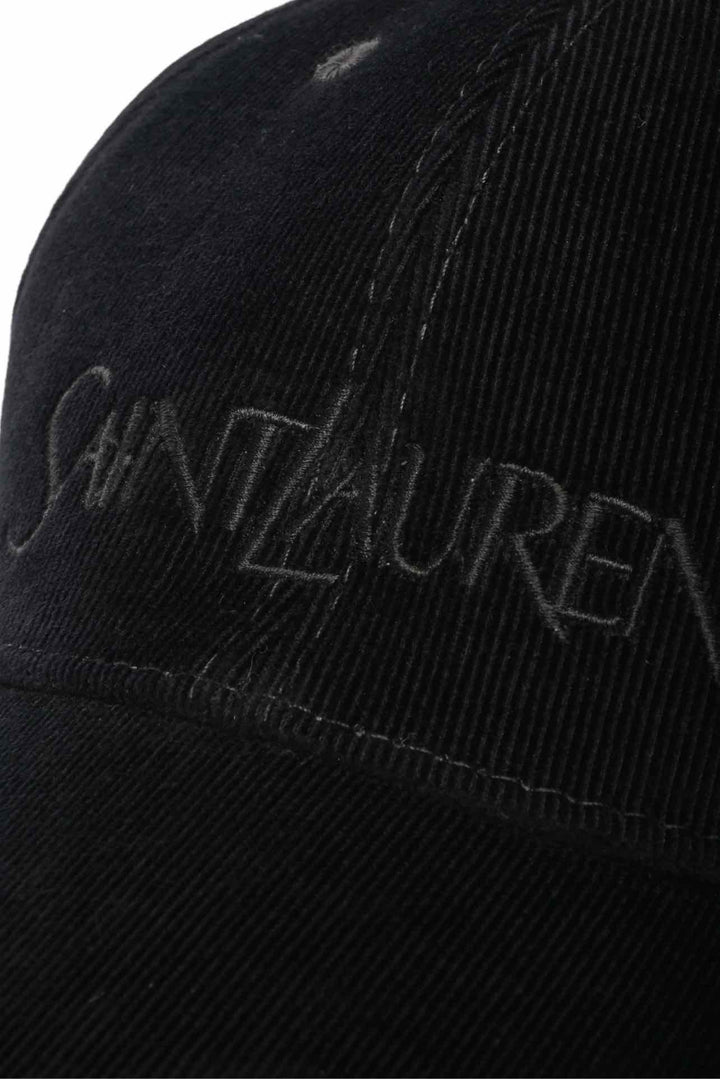 Saint Laurent Logo-Embroidered Cordurory Baseball Cap Hat