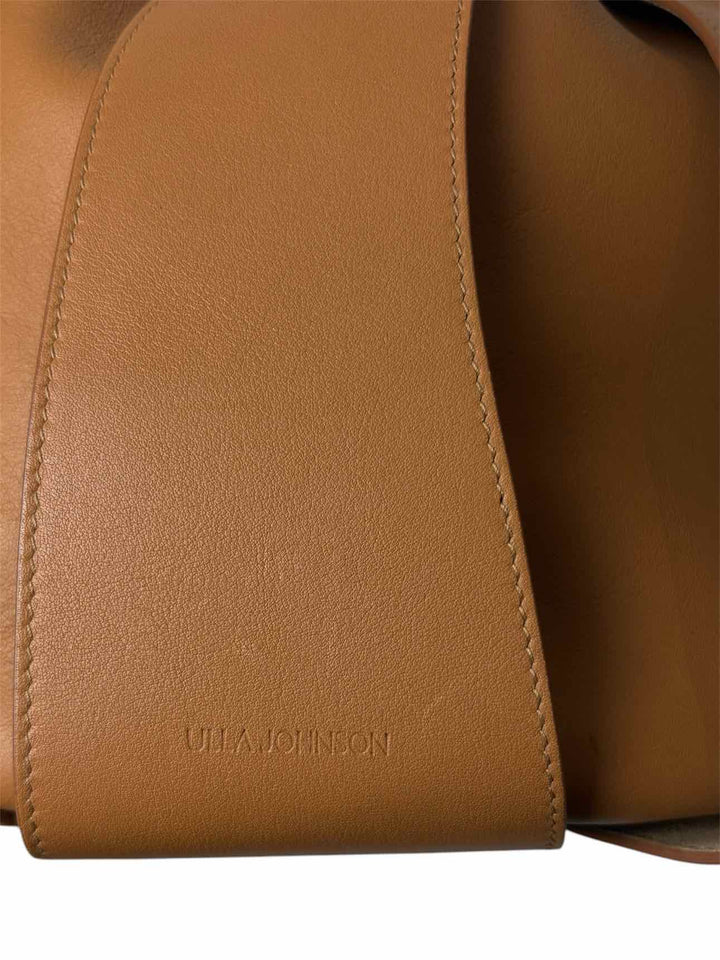 Ulla Johnson Tan Brown Lotus Pleated Leather Bucket Bag