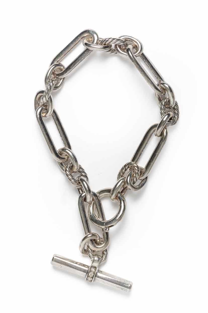 David Yurman Sterling Silver & Diamond Lexington Chain Bracelet