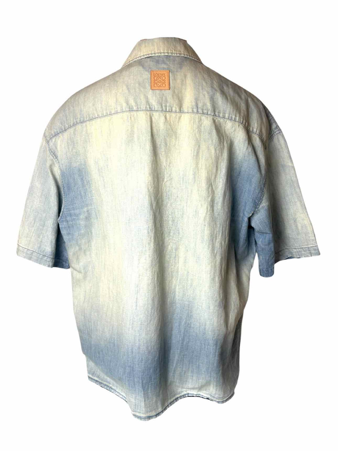 Loewe Size Indigo Bleached  41 Men's Shirt Short Sleeve
