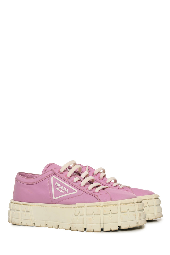 Prada Size 38.5 Re-Nylon Gabardine Triangle Logo Double Wheel Sneaker