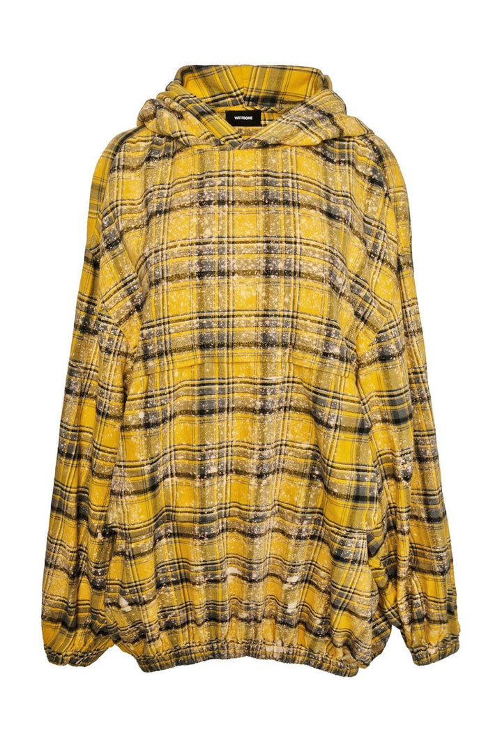 Welldone Size M Distressed Crinkle Check Hooded Sweatshirt