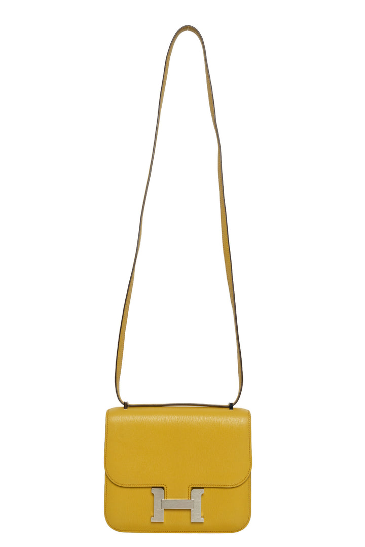 Hermes 2023 Soleil Yellow Chevre Mysore Mini Constance 18 Crossbody