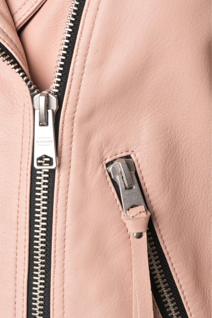 All Saints Size 8 Dalby Slim Fit Leather Biker Jacket