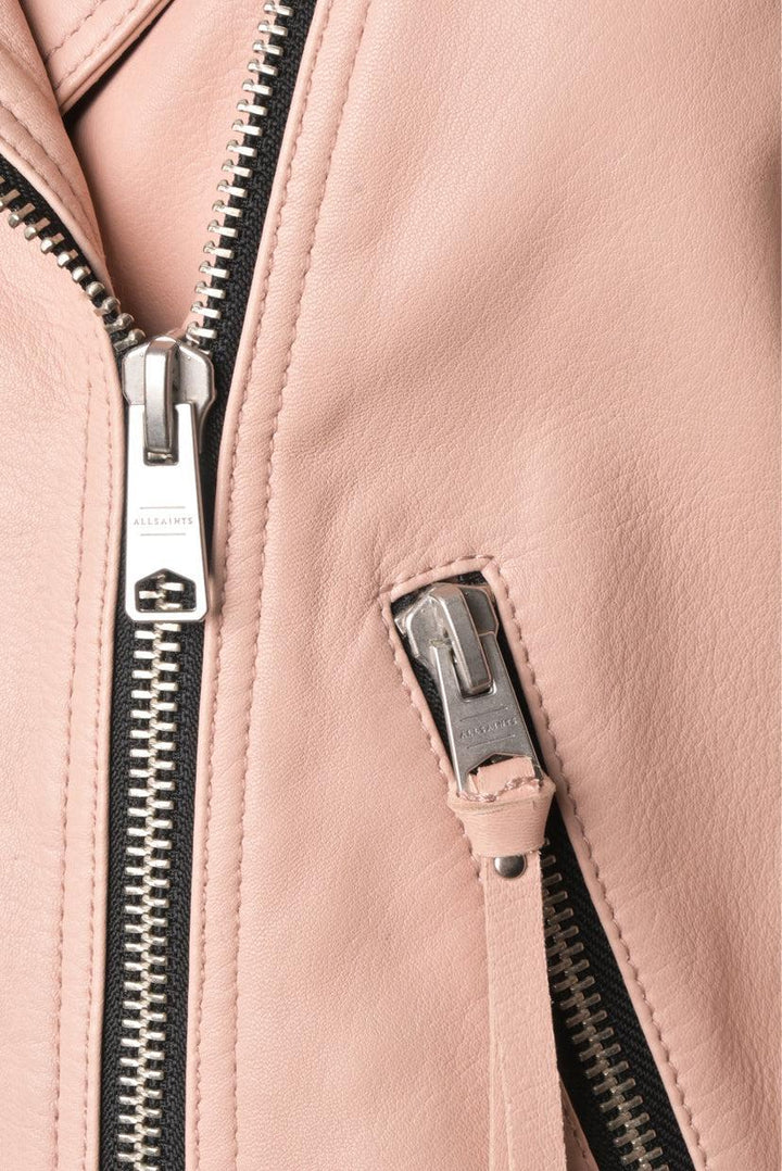 All Saints Size 8 Dalby Slim Fit Leather Biker Jacket