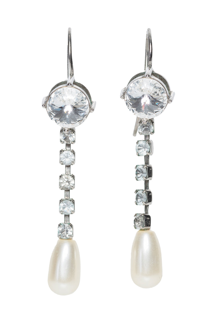 Miu Miu Crystal & Faux Pearl Drop Earrings