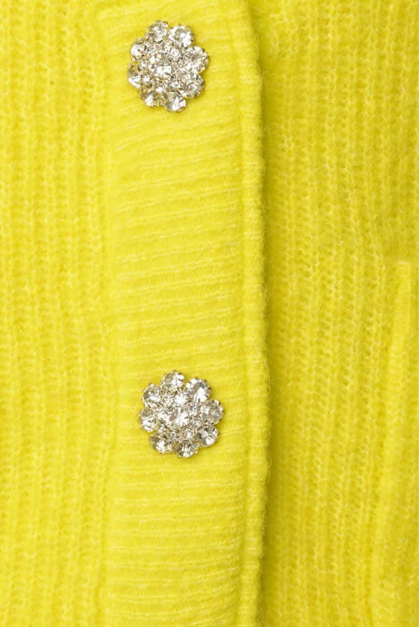 Ganni Size M Alpaca & Wool Blend Crystal Button Cardigan