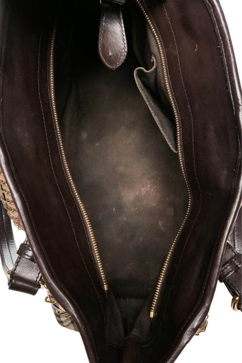 Burberry Metal Stitch Haymarket Check Coated Canvas Medium Lowry Tote