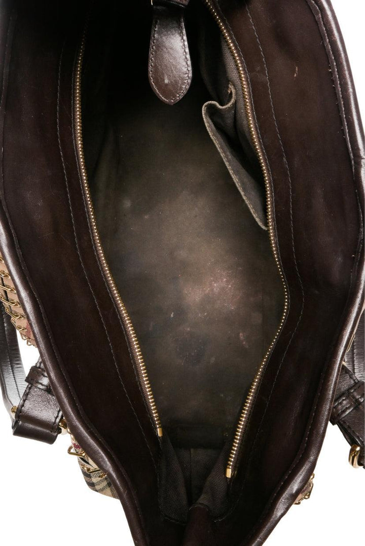 Burberry Metal Stitch Haymarket Check Coated Canvas Medium Lowry Tote