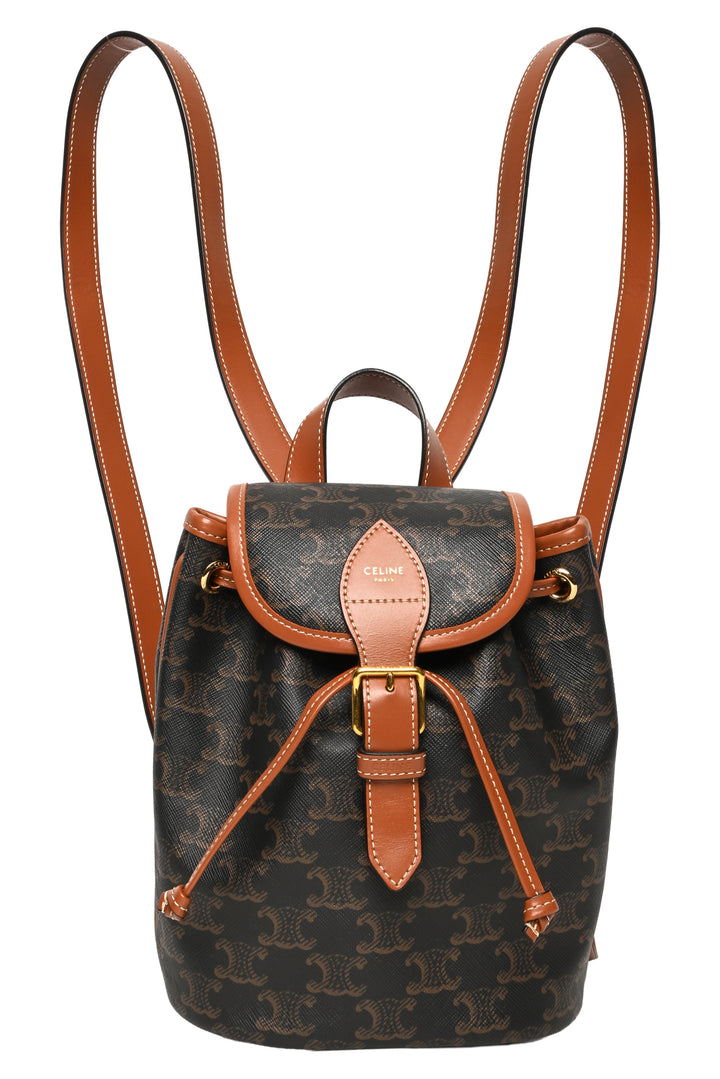 Celine 2021 Mini Backpack Folco in Triomphe Canvas & Calfskin