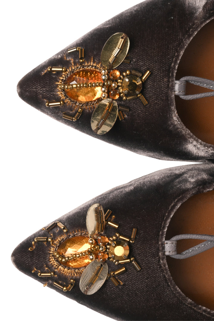 Aquazzura Size 36 Christy Fauna Embellished Velvet Flats