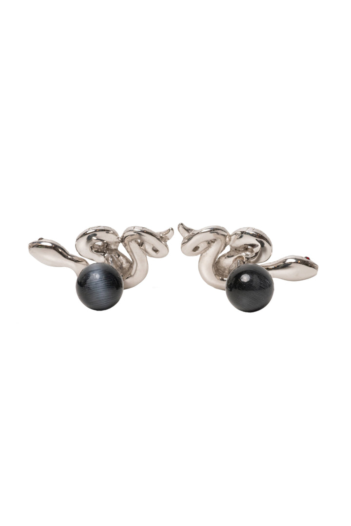 Tateossian Rhodium-Plated Snake Cufflinks