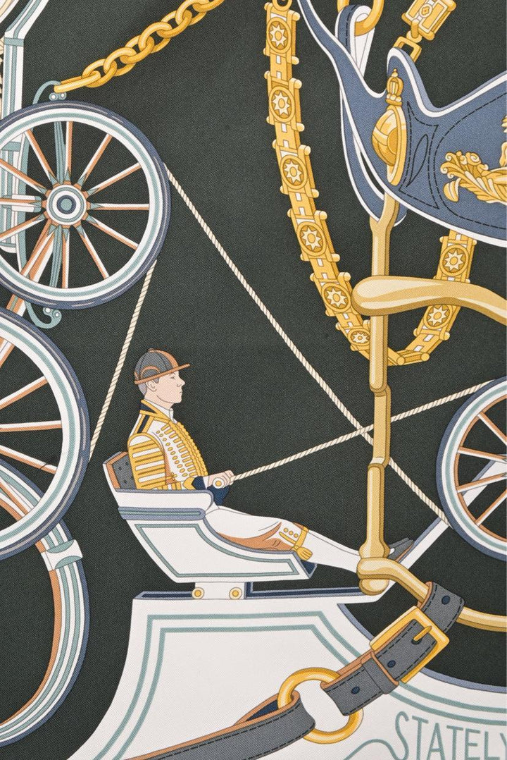 Hermes Stately Wheels Printed Silk Square Scarf