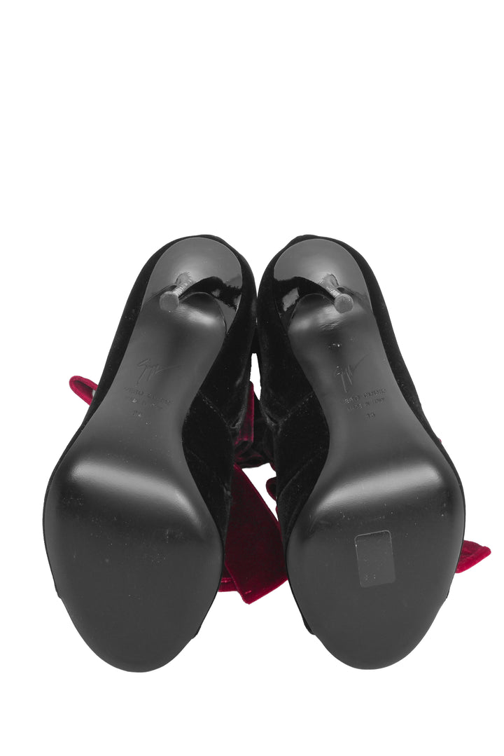 Giuseppe Zanotti Size 36 Velvet Lace Up Peep Toe Jeannine Ankle Boots